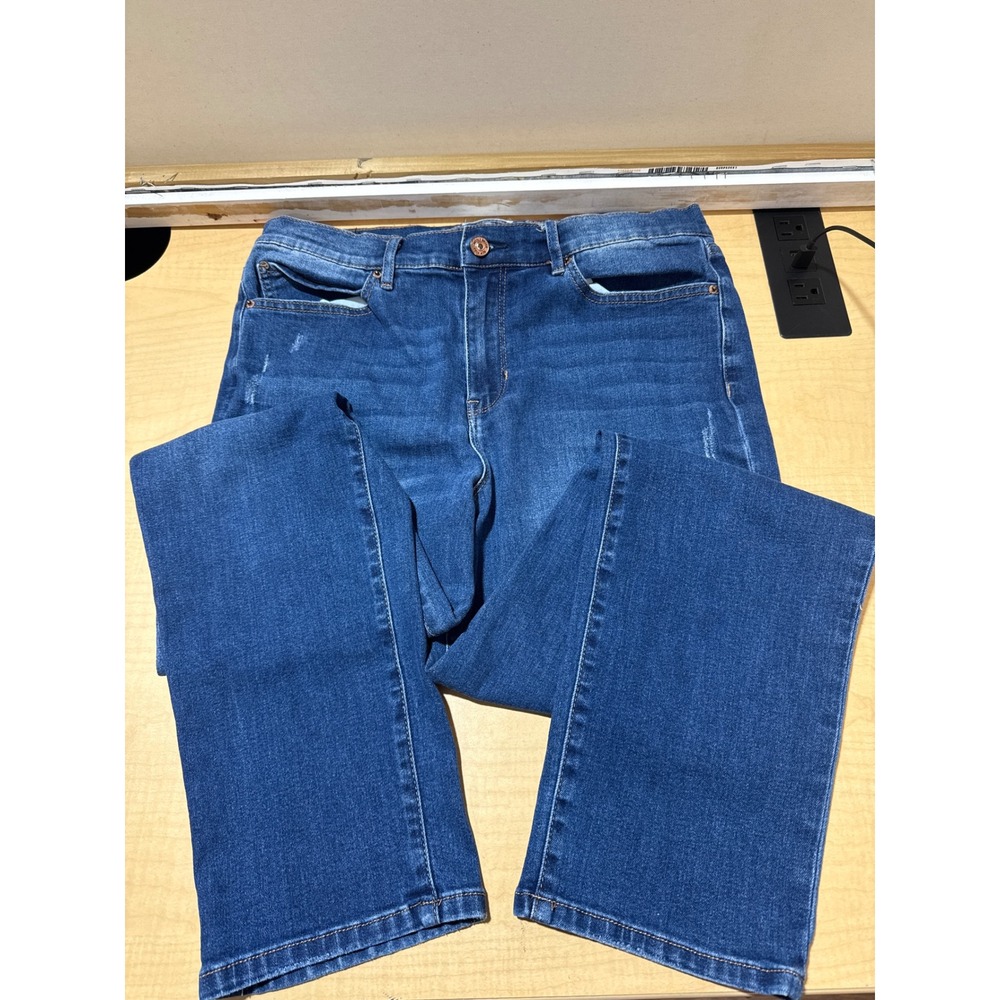 Nicole Miller New York Soho High Rise Slim Straight Jeans Blue Size 12 Denim